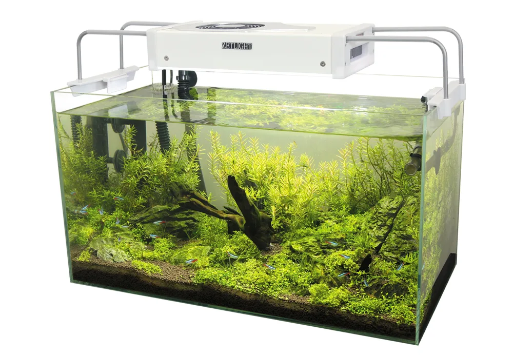 LED aquarium light over a planted tank